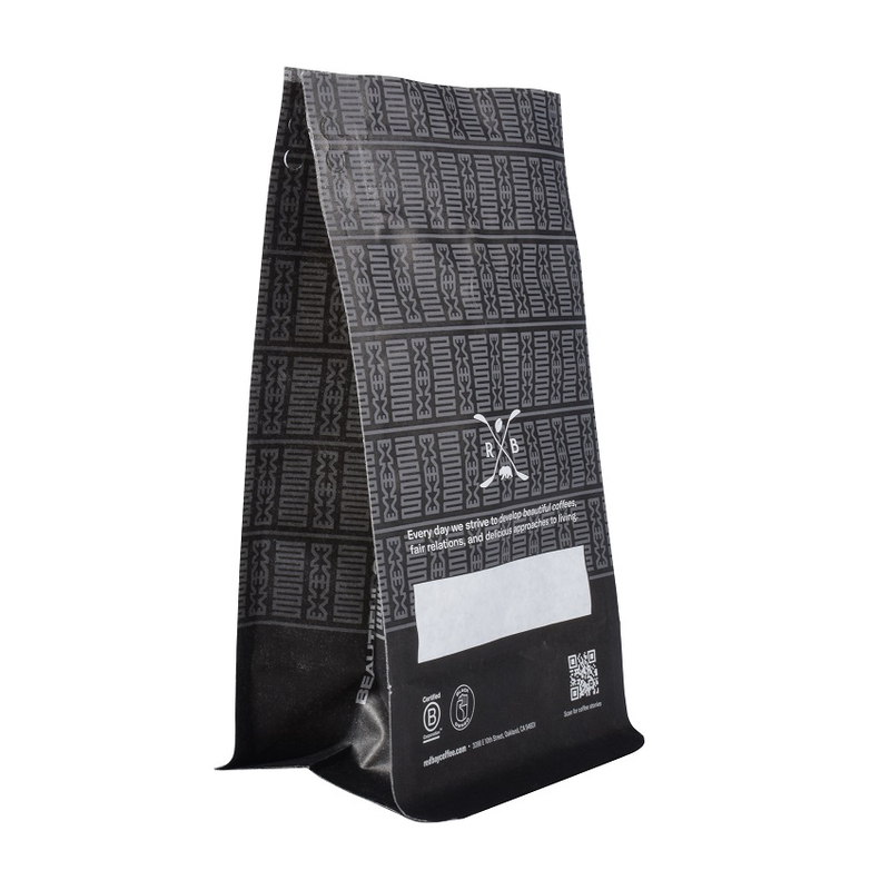Bolsas Con Cremallera De Bolsillo Para Café Compostables De Papel Negro Con Superficie UV, Diseñadas Para Requisitos Particulares