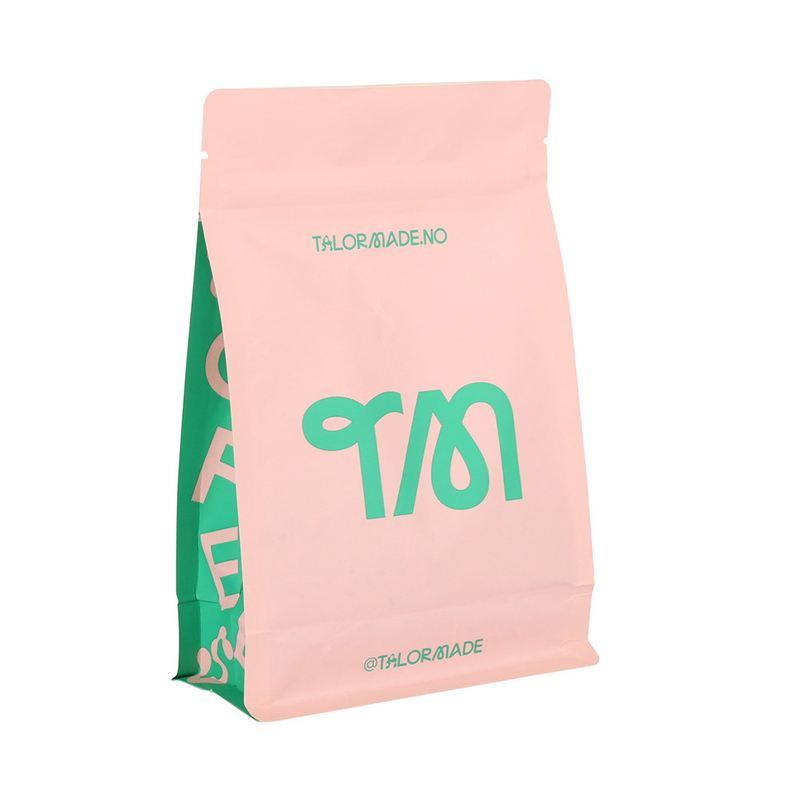 Bolsa De Café De Paquete De Té De Fondo Cuadrado Kraft Natural Con Sello De Alta Barrera Compostable De Grado Alimenticio
