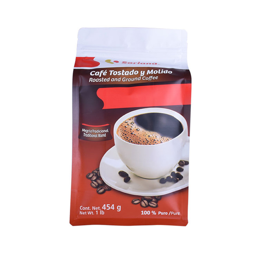 Bolsa De Fondo Plano Bolsa De Papel De Aluminio Laminado Resellable Impreso En Color Personalizado En Polvo De Grano De Café De Grado Alimenticio
