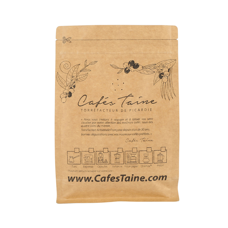 Papel Compostable Certificado Café Té Empaquetado Bolsa Con Impresión Digital Personalizado