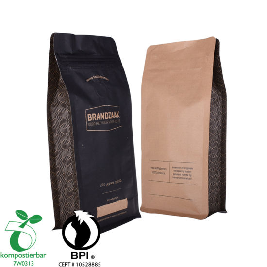 Fábrica de bolsas de café de papel Kraft de fondo redondo reutilizable China