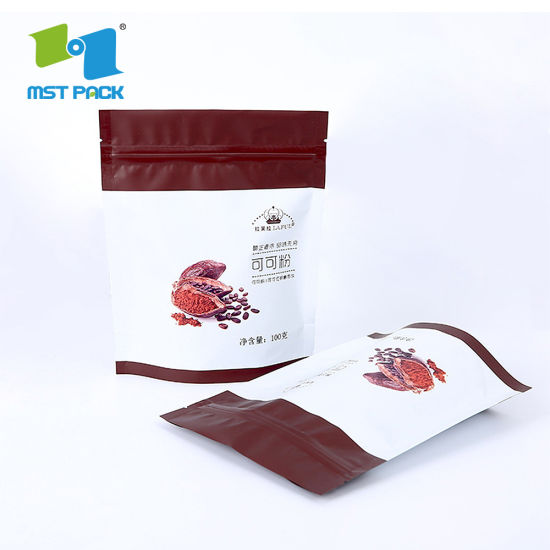 Impresión personalizada Cafe Sacos de granos de café usados ​​Materiales compostables Fabricantes con bolsa de cremallera