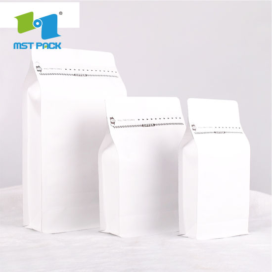 Bolsa de café de papel de aluminio impresa personalizada de grado alimenticio biodegradable Bolsa de café en grano con válvula y cierre de cremallera