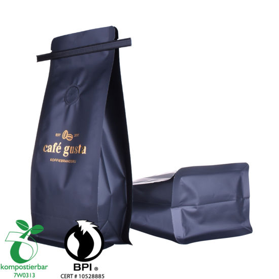 Fábrica de bolsas de cremallera de embalaje de café con fondo de bloque impreso personalizado China