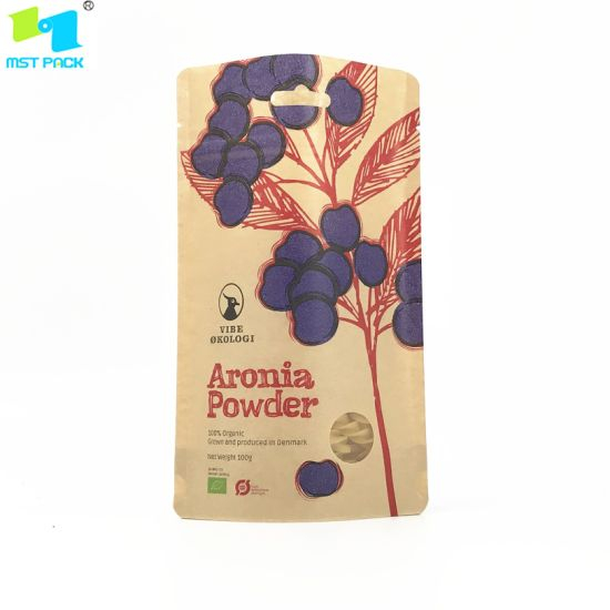 100% reciclable maicena biodegradable cremallera de papel artesanal bolsa de plástico