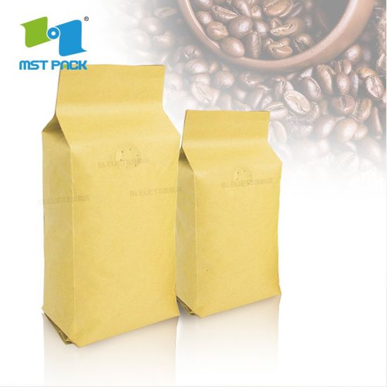 Bolsa de café biodegradable con cremallera de papel Kraft compostable de 1 kg