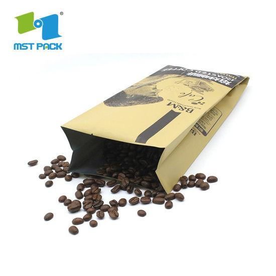 Lámina de impresión personalizada biodegradable Forrada Reciclar Papel Kraft Refuerzo lateral Compostable 1lb 2lb 5lb Bolsa de embalaje de café