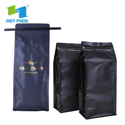 Impresión personalizada Compuerta de fondo plano Compostablee Papel de aluminio impreso personalizado Bolsas de granos de café biodegradables Embalaje